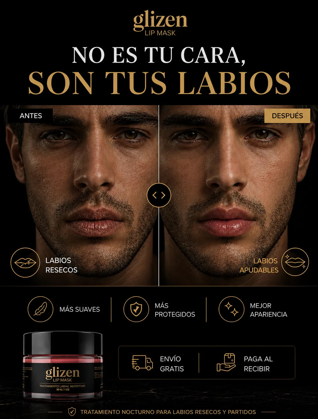 Lip Mask Tratamiento labial masculina -reparación profunda- hidratación 24H