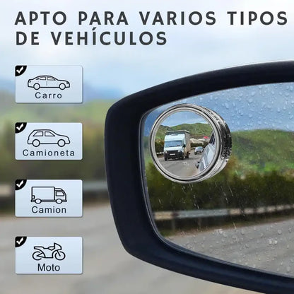 Espejos VisualPro® 360° en vidrio HD - X2 UNIDADES -instalación rápida
