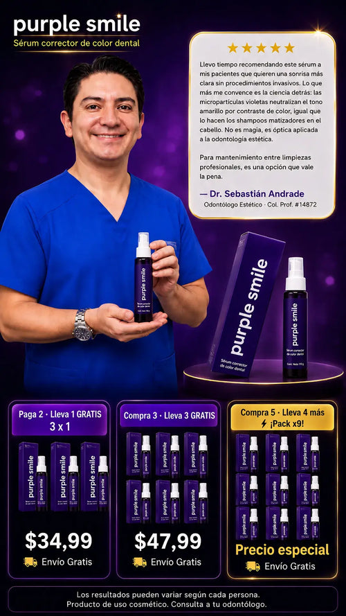 Corrector Dental Purple Serum 10 -Tecnología Cromática Blanquea, Protege y Refresca