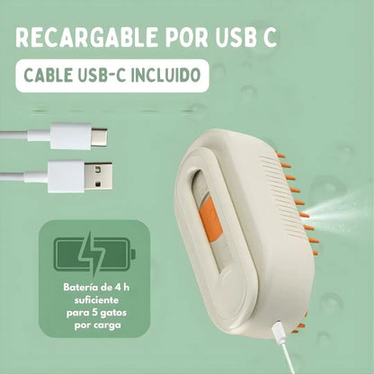 Cepillo inteligente 4 en 1 para mascotas + limpieza profunda sin tirones