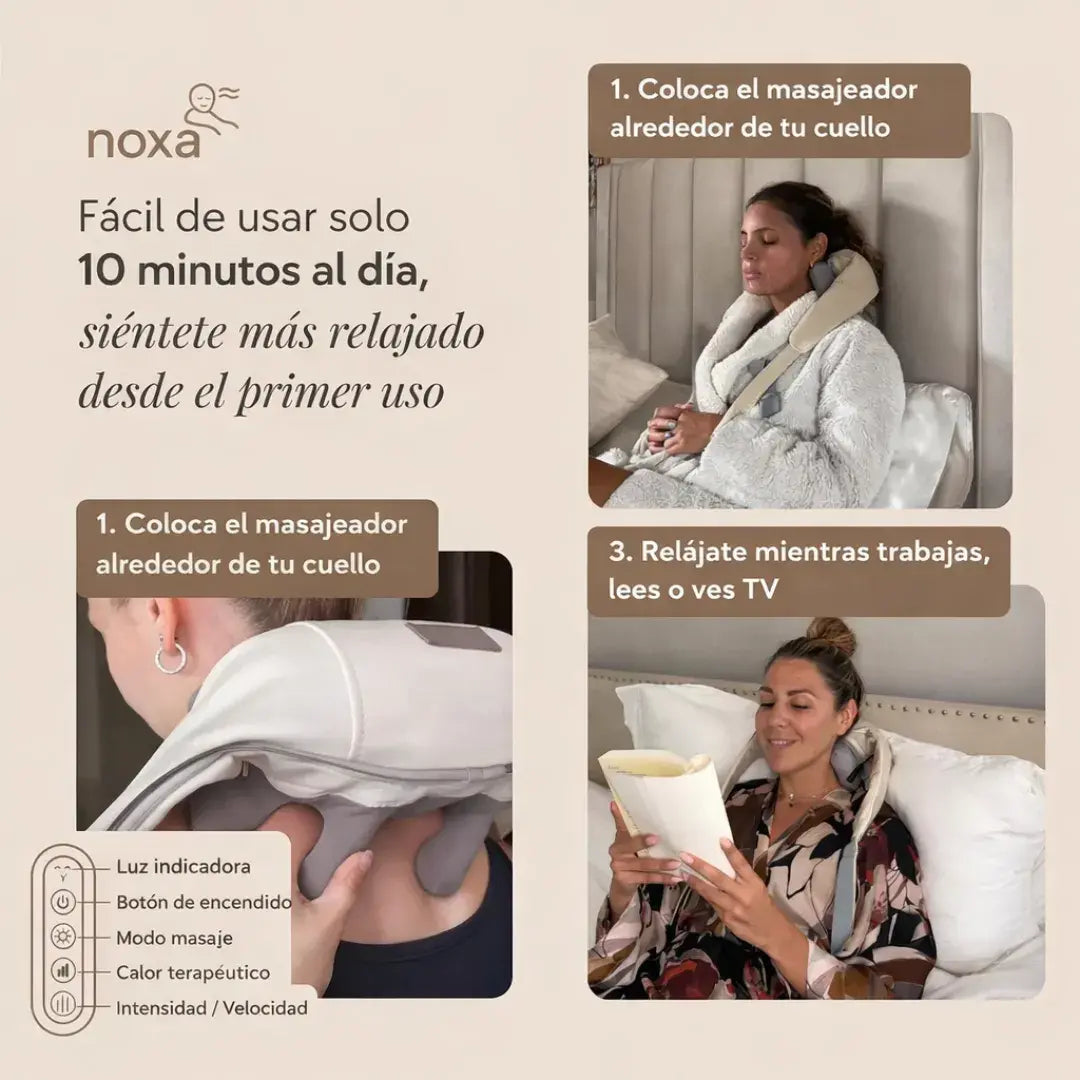 Noxa ®  - Masajeador cervical con calor terapéutico -3 intensidades