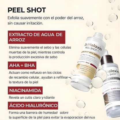 Peel Shot Dr. Melaxin DUO  -exfoliación suave + luminosidad visible desde el primer uso