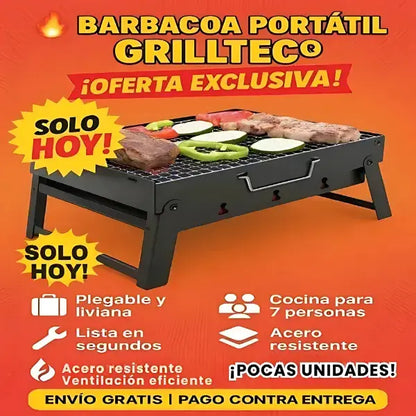 Barbacoa Premium Grilltec® Plegable + Hierro Antióxido + Envío gratis