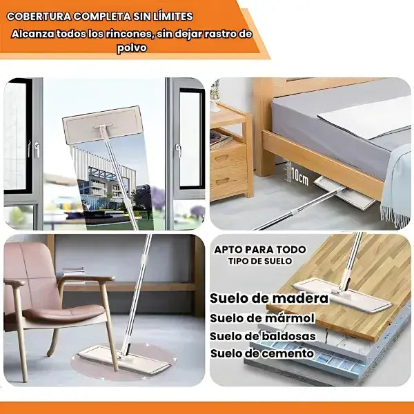 Trapeador Premium con Balde Inteligente + Escurrido Automático + 3 Cabezales de Microfibra