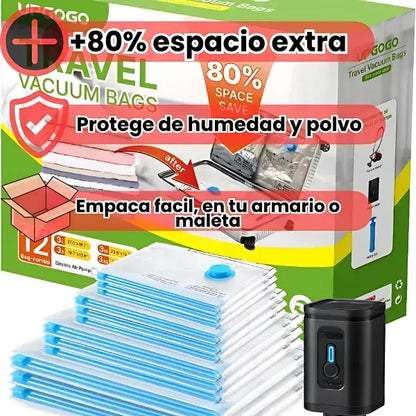 Set Premium de Bolsas de Vacío + bomba eléctrica + 8 bolsas resistentes y protección total