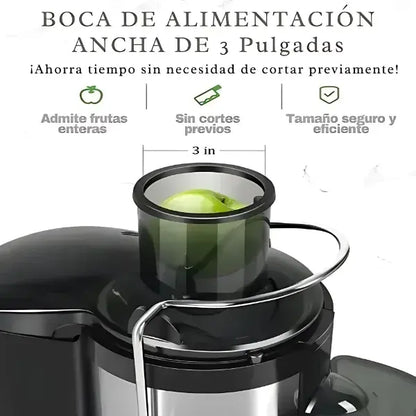 Extractor de Jugo Premium 800W + Boca XL 6.5 cm + Jarra 800 ml + Seguridad Pro