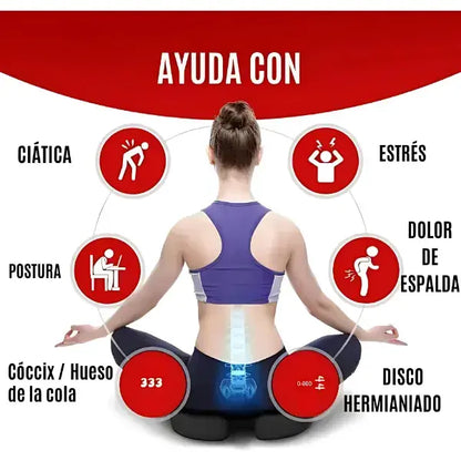 Set ergonómico de lujo: Cojín ortopédico + soporte lumbar con espuma viscoelástica