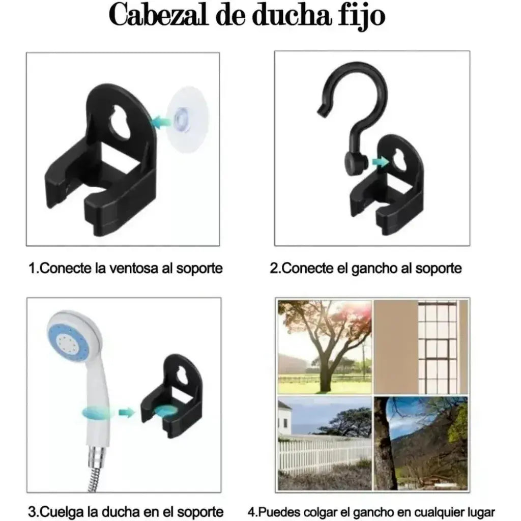 Ducha portátil premium + batería recargable + kit completo para exteriores