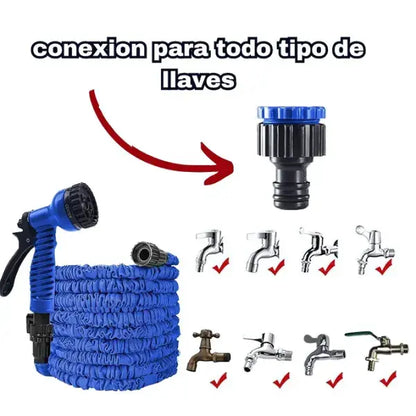 Kit premium de riego: Manguera 15M + pistola 7 funciones + accesorios + garantía