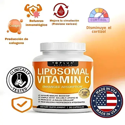 Vitamina C Liposomal 2100 mg – Fórmula de Alta Absorción + 60 cápsulas con colágeno activador