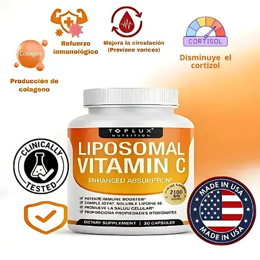 Vitamina C Liposomal 2100 mg – Fórmula de Alta Absorción + 60 cápsulas con colágeno activador
