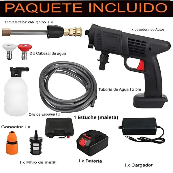 Hidrolavadora Inalámbrica de Alta Presión + Accesorios Premium + Video de Uso+ Paga en casa