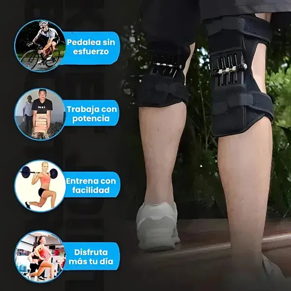 Refuerzo de rodilla premium con 3 resortes + soporte para caminar sin dolor