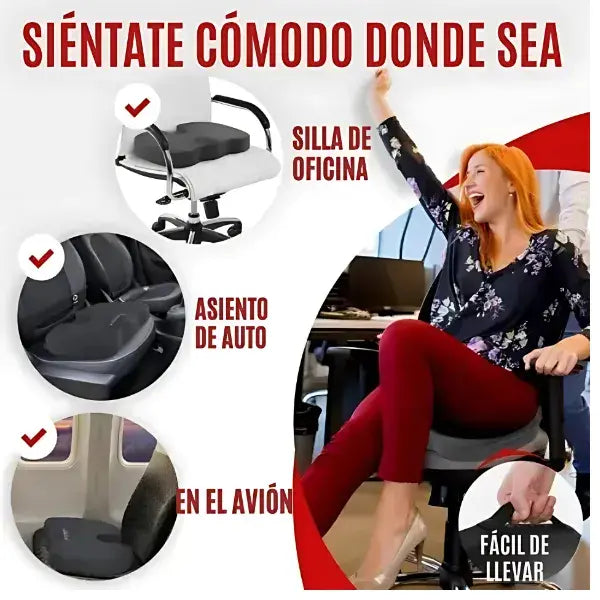Set ergonómico de lujo: Cojín ortopédico + soporte lumbar con espuma viscoelástica
