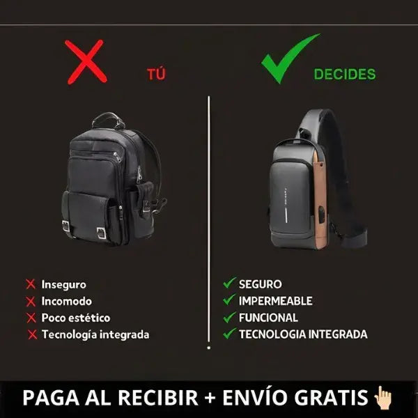 Bolso Antirrobo con USB + Impermeable + Estilo Premium