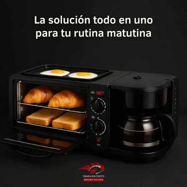 Horno 3 en 1 premium + plancha superior+tostador XL + Cafetera
