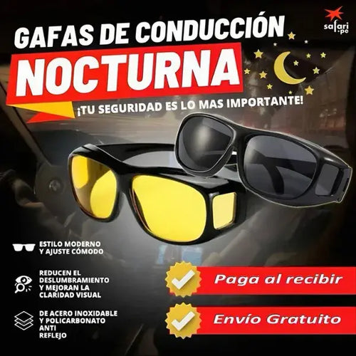 Set de Lentes HD de Alta Definición para Día y Noche  (x2) - Compatibles con Lentes medicados