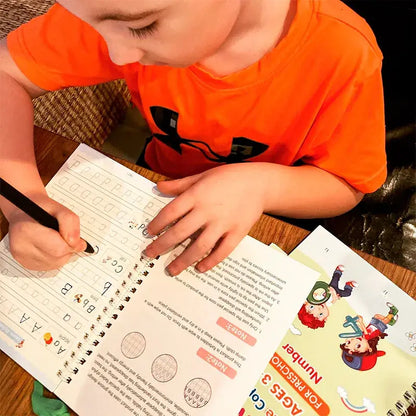 Set Educativo de Lujo +4 libros mágicos + escritura guiada + reutilizable + antiestrés infantil