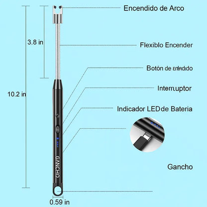 Encendedor Eléctrico Premium Flexible 360° + Bloqueo de Seguridad Infantil